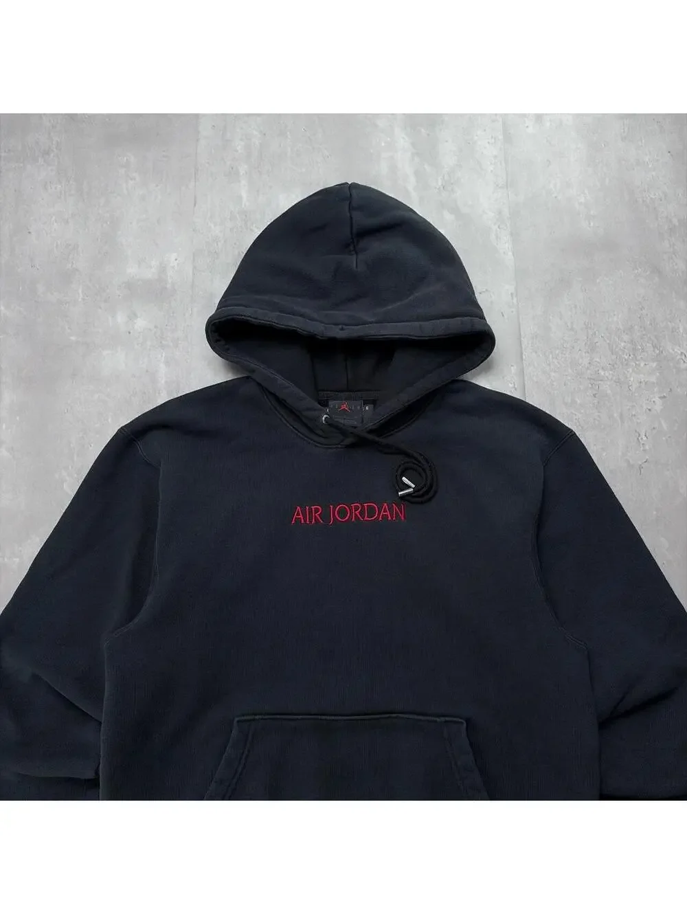 Y2K Black Air Jordan Grunge Distressed Heavyweight Skater Hoodie